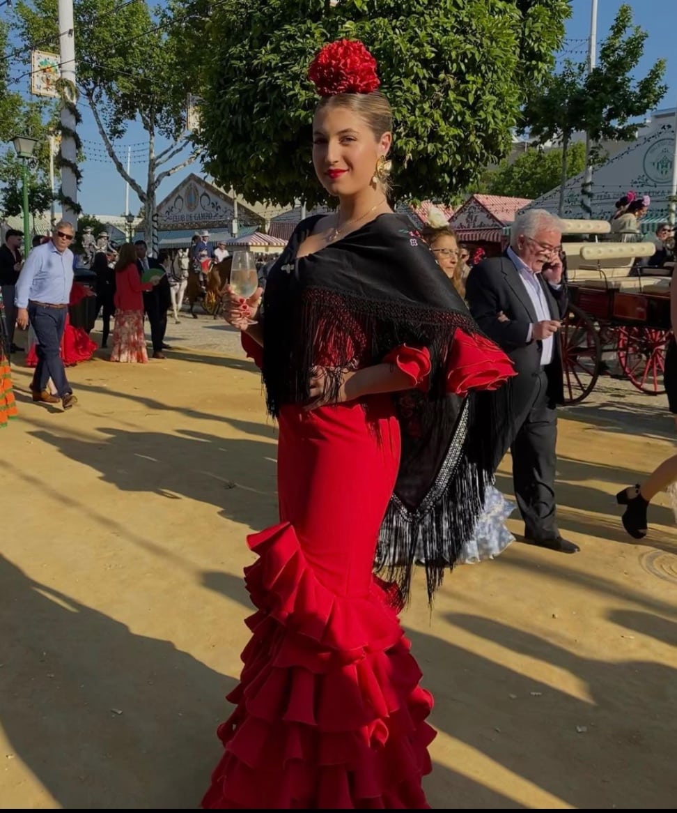 textura Cantidad de derrochador Vestido de Flamenca Córdoba rojo - Caroly Moda Flamenca