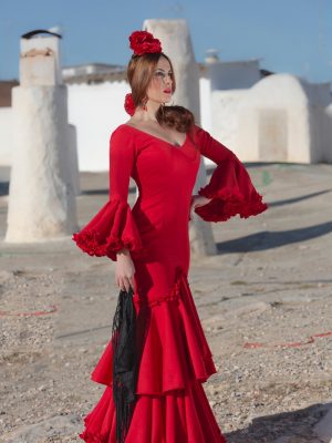 traje flamenca sevilla rojo2