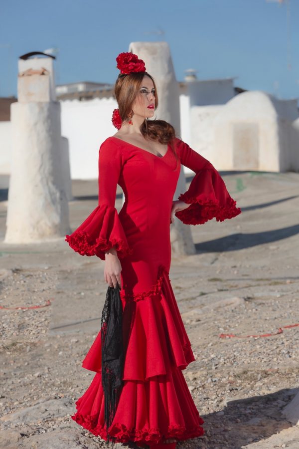 traje flamenca sevilla rojo2