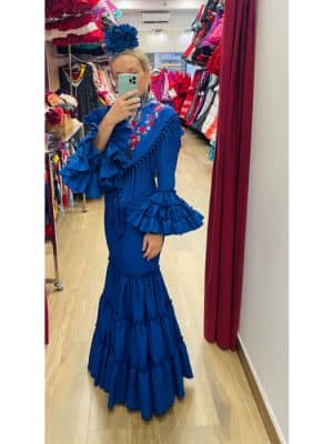 Vestido de Flamenca canastero azulón